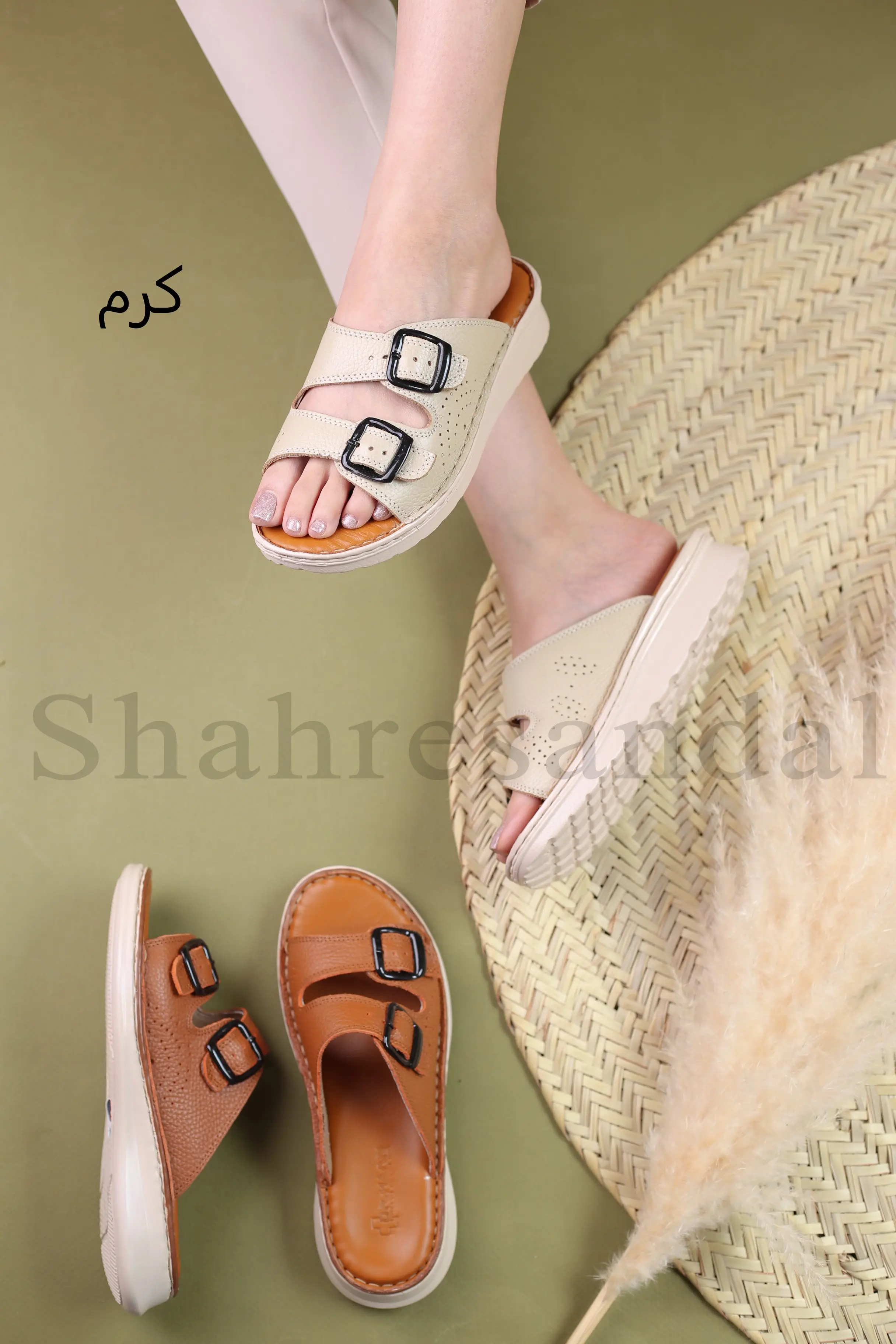 صندل چرم طبیعی زنانه واکر