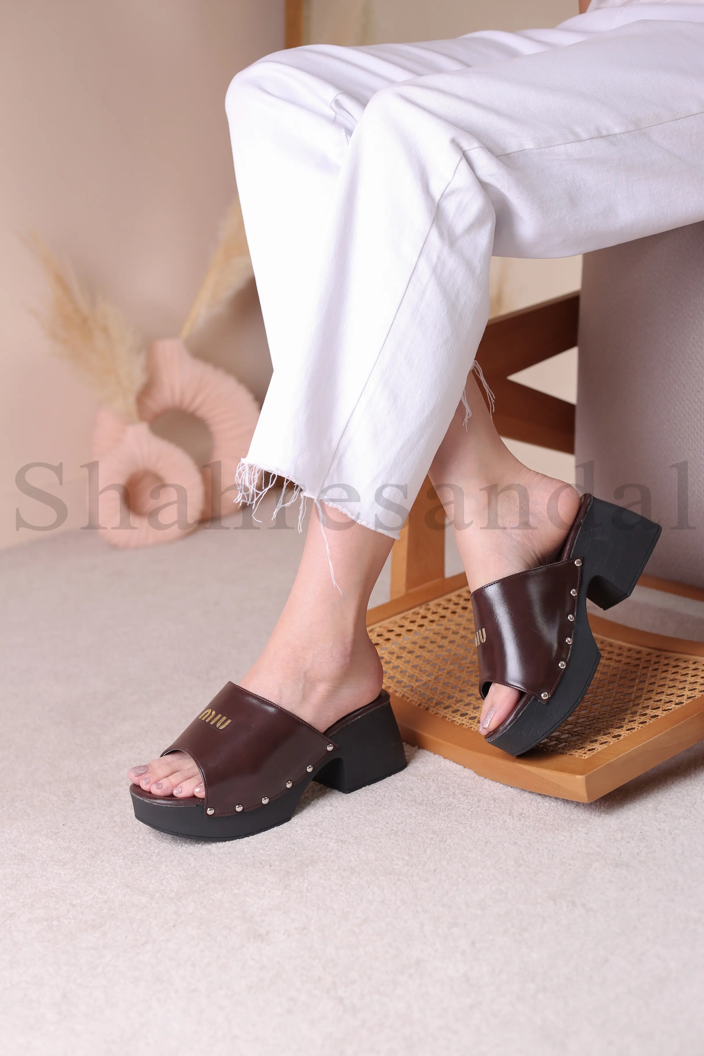 کفش صندل پاشنه دار زنانه کد 9107
