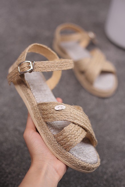 کفش صندل رکابدار زنانه کنفی تخت کد1143