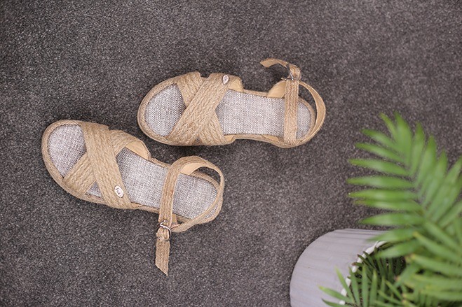 کفش صندل رکابدار زنانه کنفی تخت کد1143