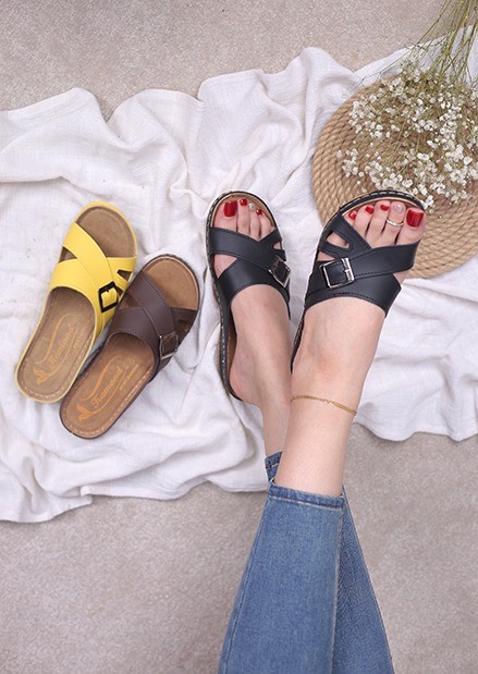 کفش صندل روفرشی زنانه چرمی کد108