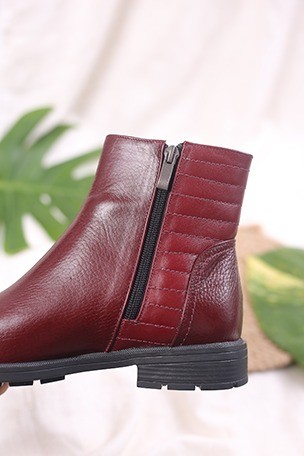 کفش نیم بوت چرم زنانه دو زیپ