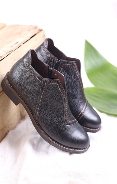 کفش چرم نیم بوت زنانه کد717