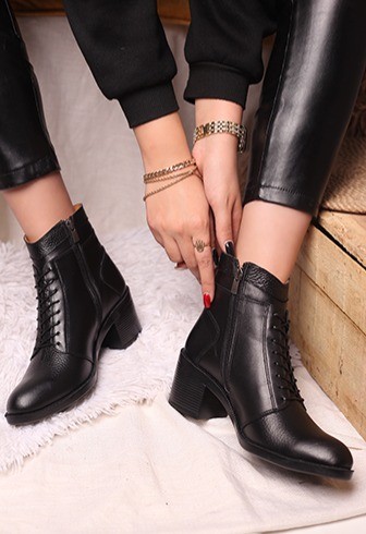 کفش چرم بوت زنانه طرح بندی کد260