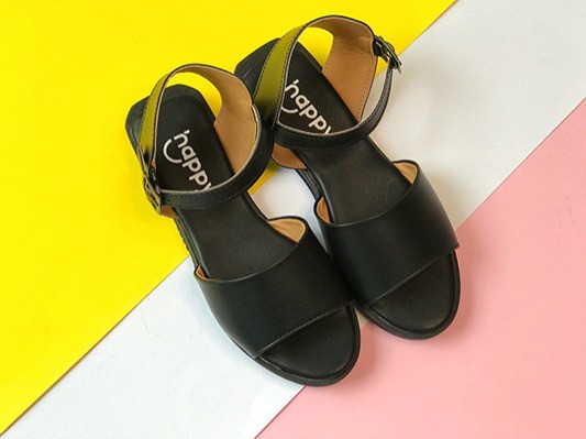 کفش صندل تابستانی زنانه پولینا مشکی و پلاتین