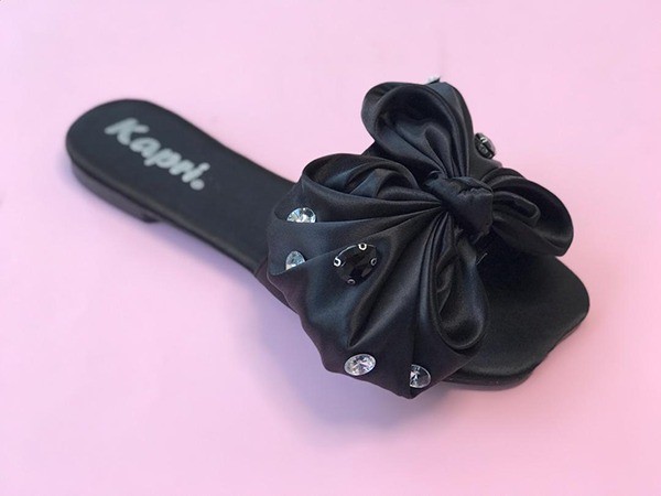 کفش صندل زنانه روفرشی ساتن پاپیون