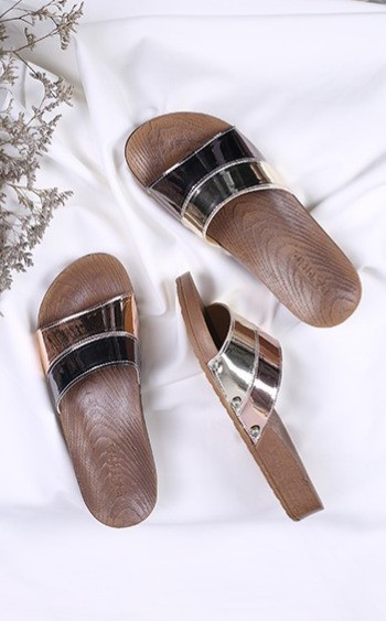 کفش صندل زنانه روفرشی آینه ای دو رنگ