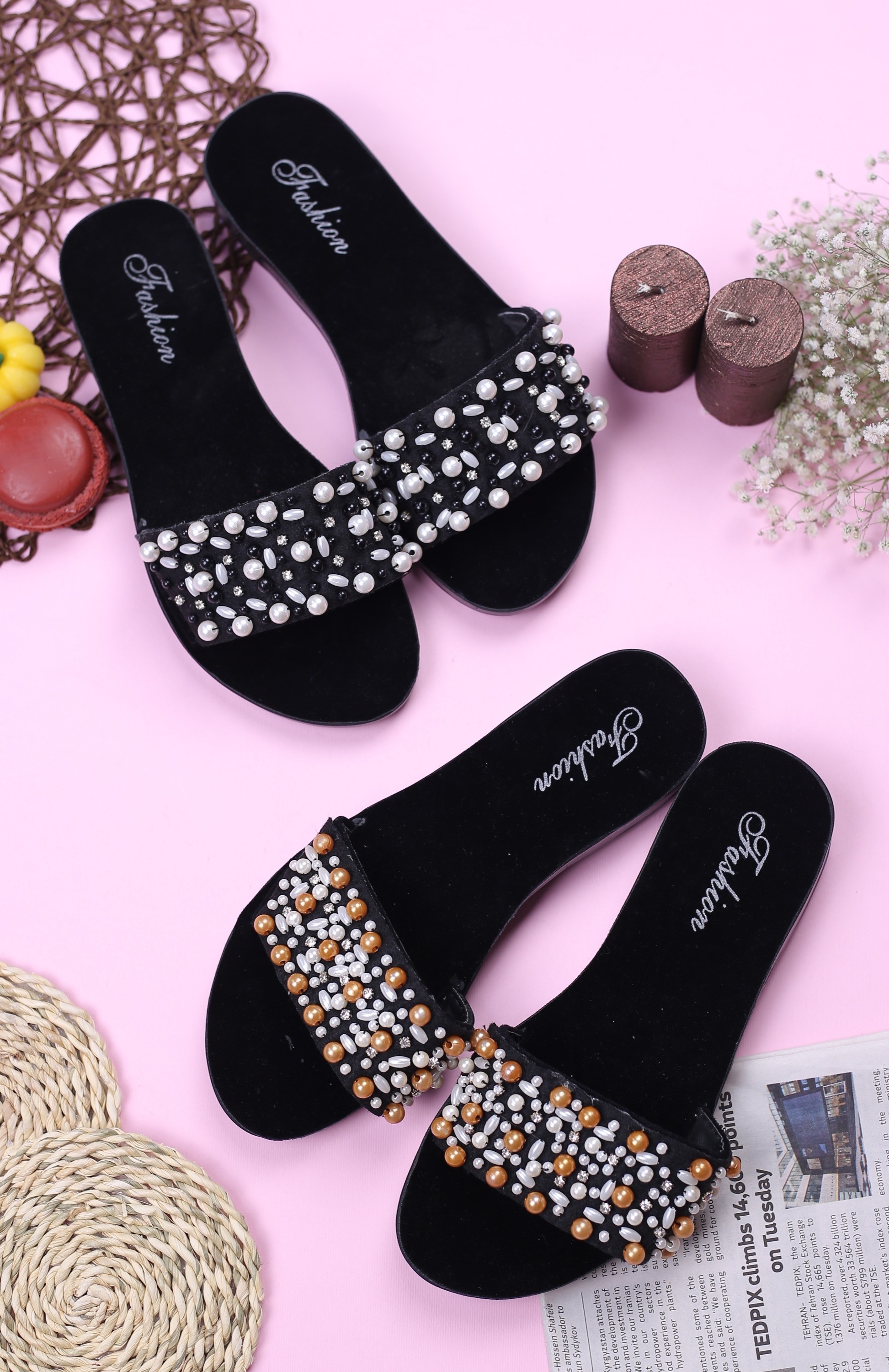 کفش صندل روفرشی زنانه مروارید کد938/8