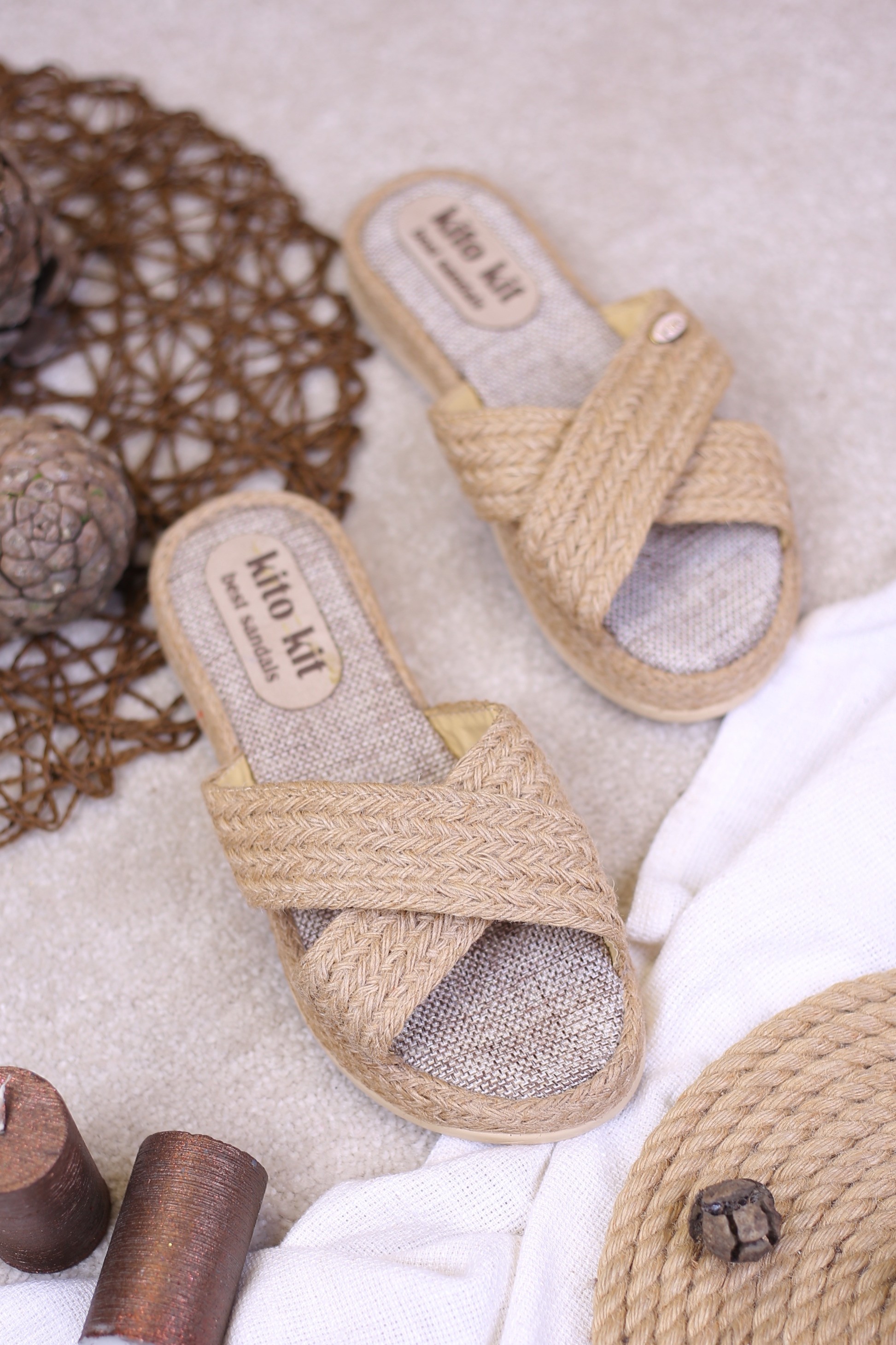 کفش صندل زنانه کنفی ضربدری