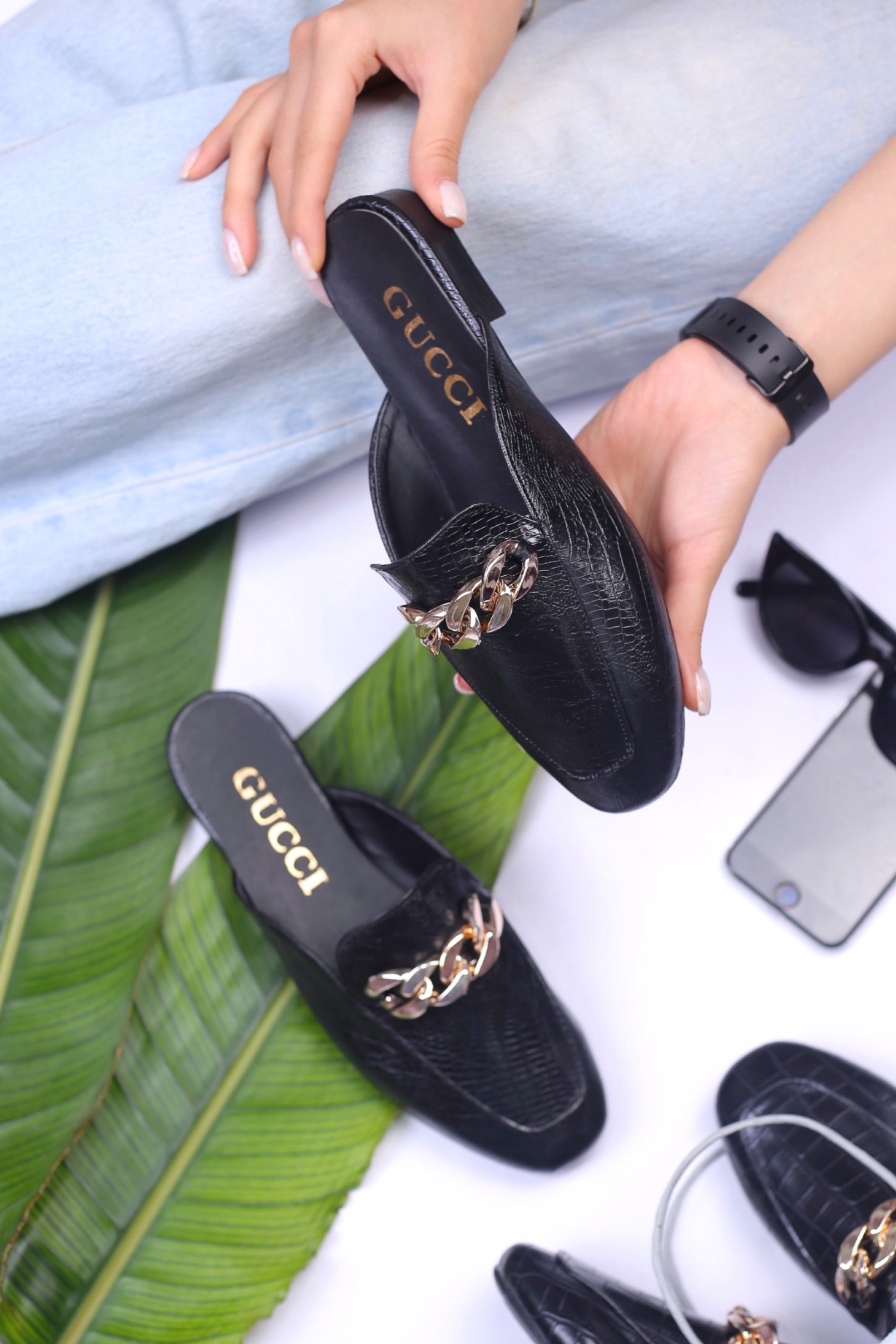 کفش صندل زنانه جلو بسته تابستانی گوچی کارتیر