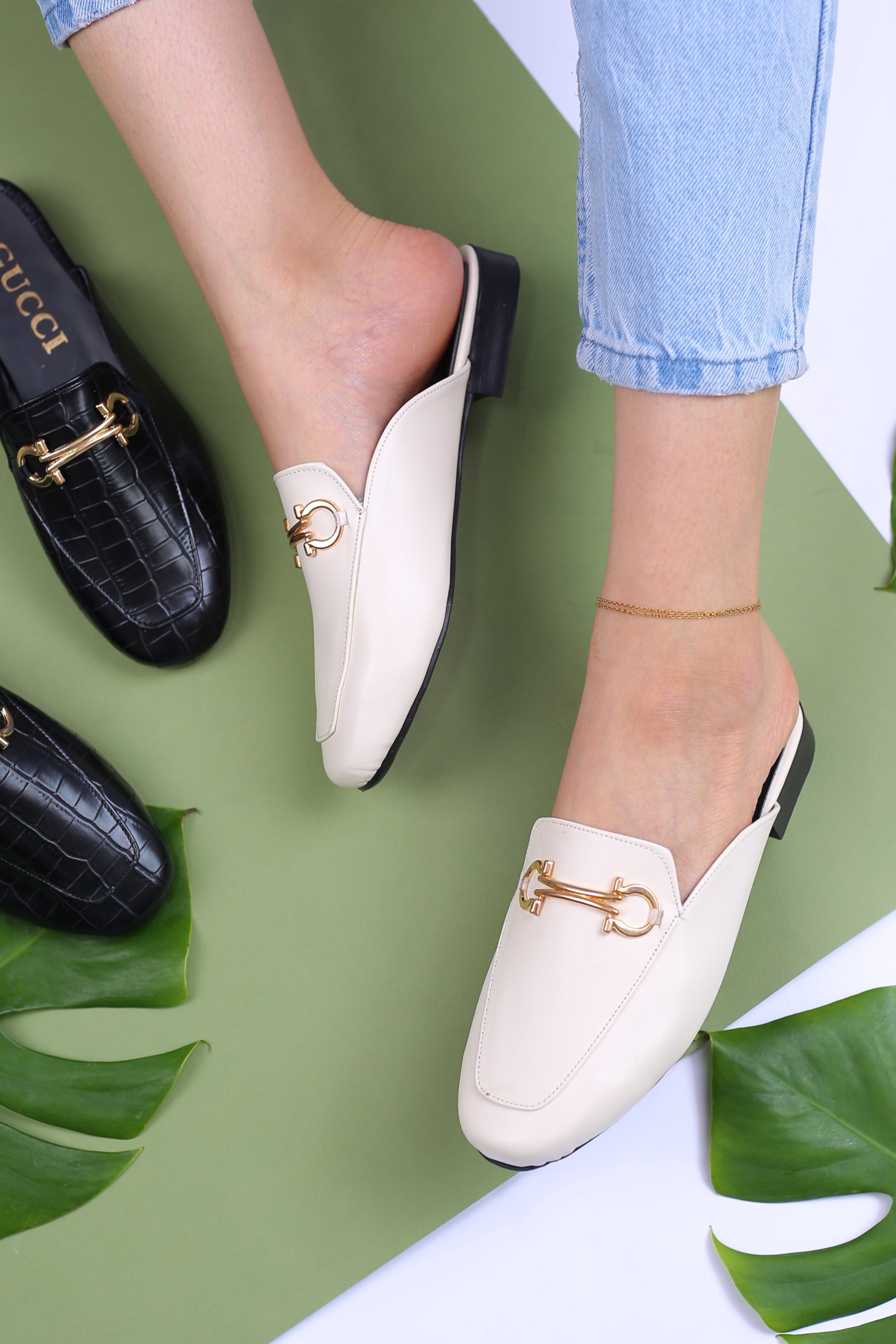 کفش صندل زنانه روفرشی جلو بسته گوچی