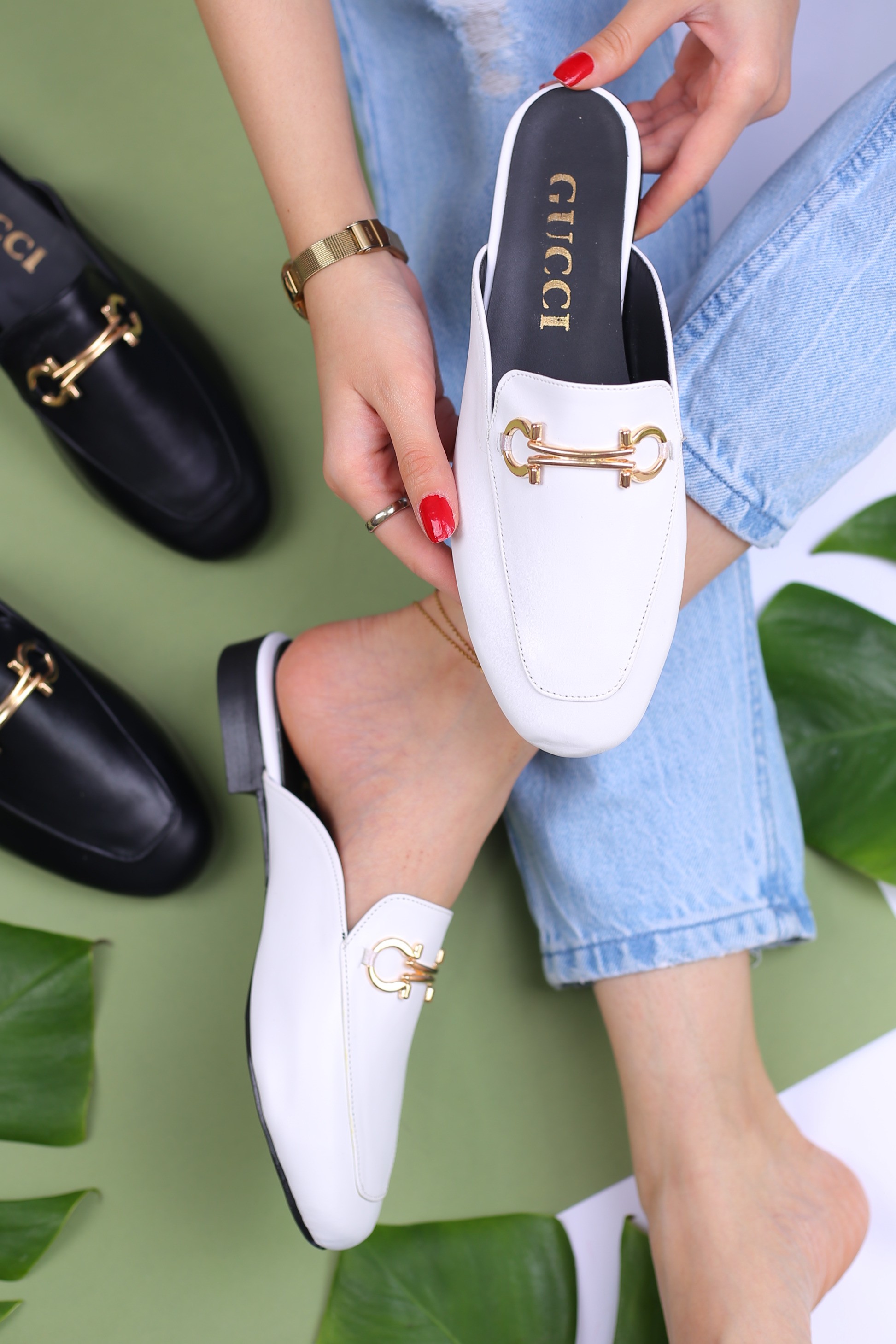 کفش صندل زنانه روفرشی جلو بسته گوچی