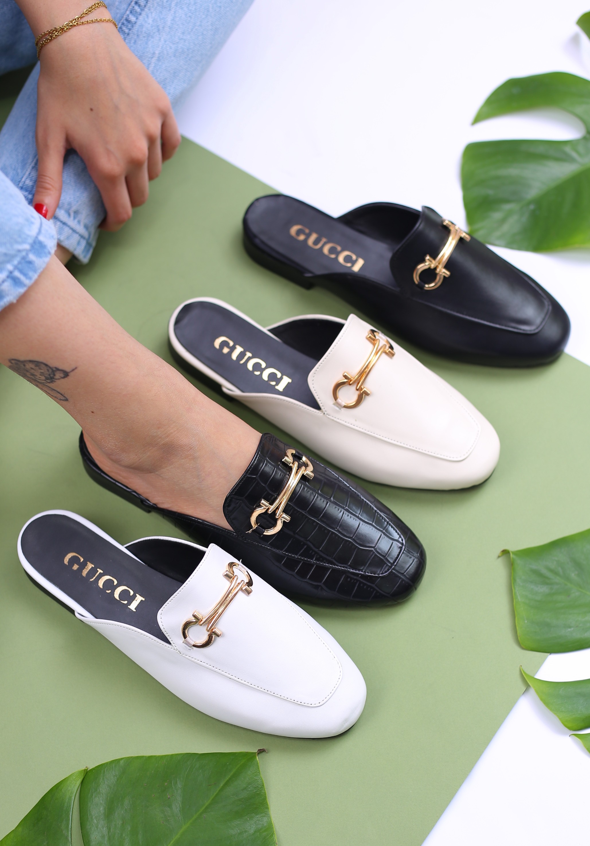 کفش صندل زنانه روفرشی جلو بسته گوچی