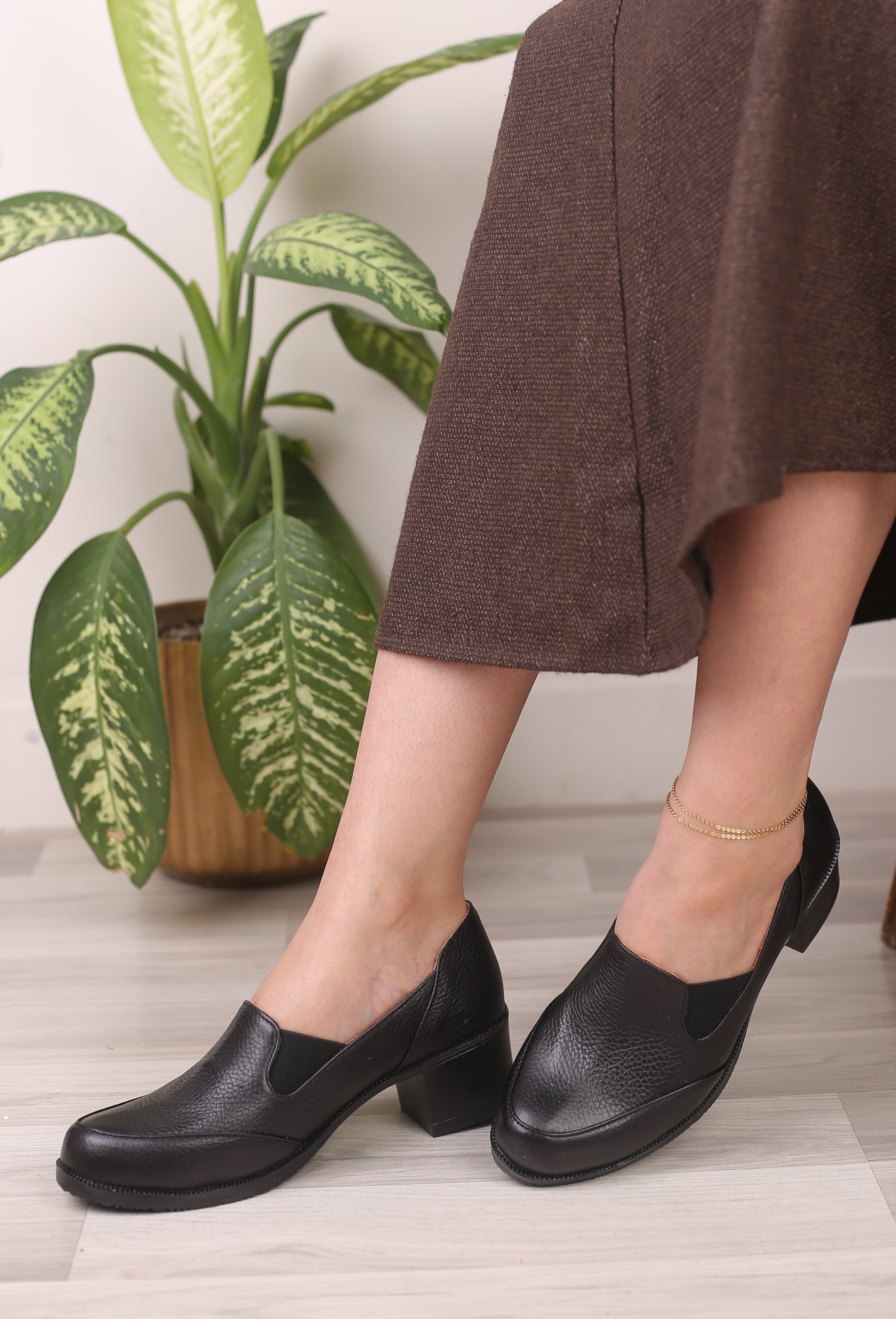 کفش چرم پرسنلی زنانه کد 178