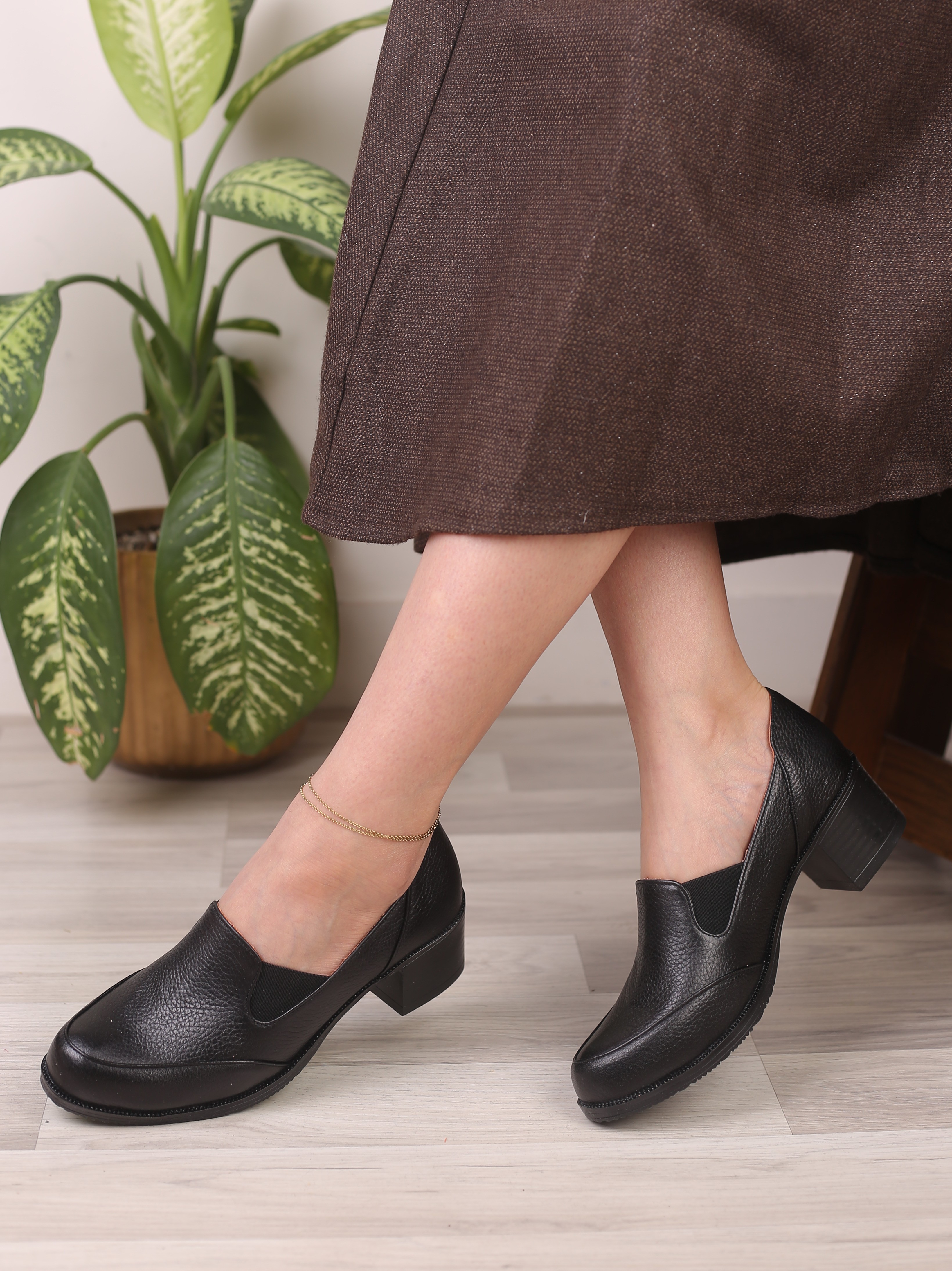 کفش چرم پرسنلی زنانه کد 178