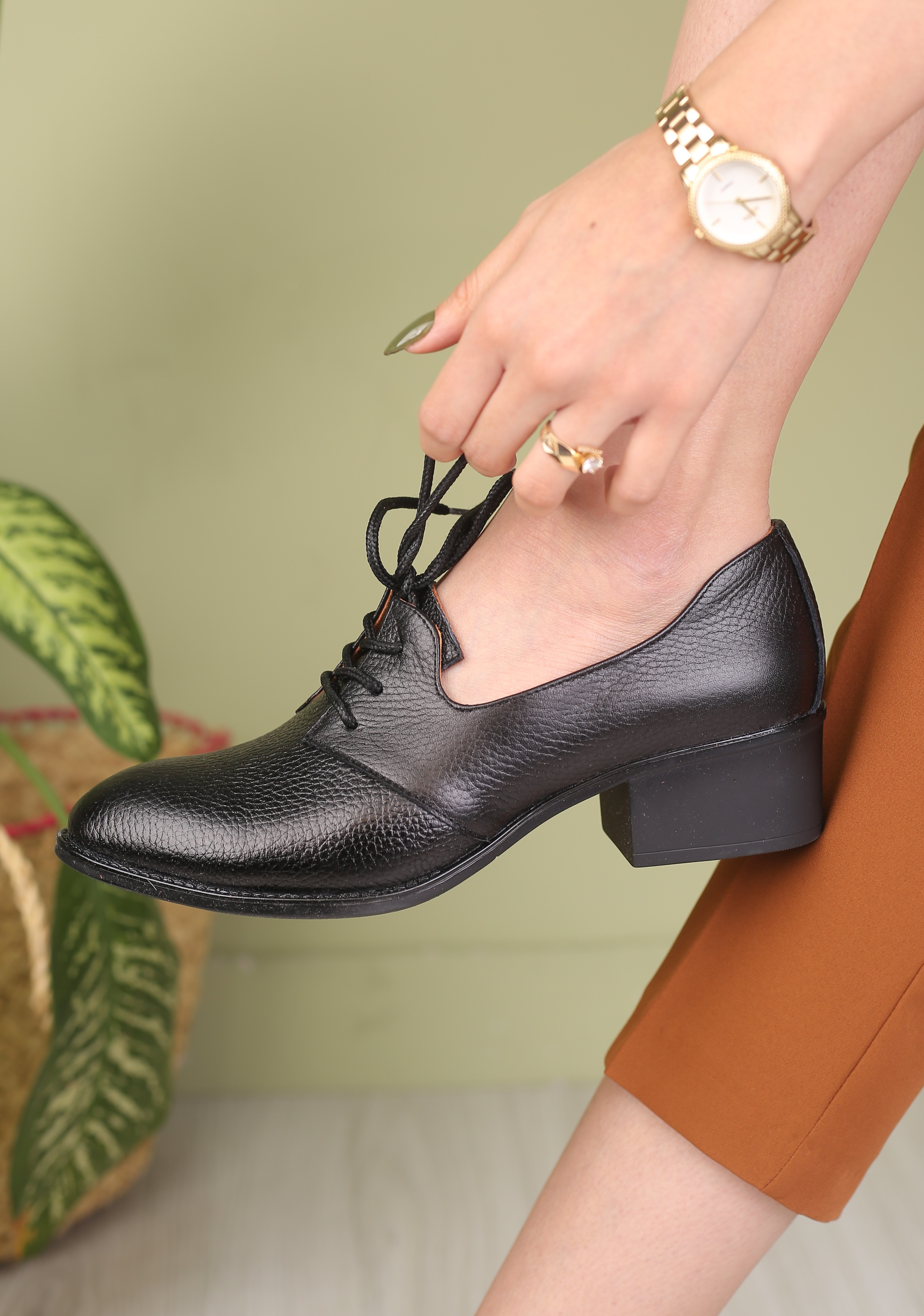 کفش چرم پرسنلی زنانه کد 181